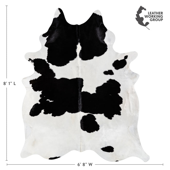 Brazilian Black and White Cowhide Rug Size 8'1" L x 6'8" W 3672