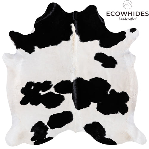 Brazilian Black and White Cowhide Rug Size 6'8" L x 6'2" W 3673