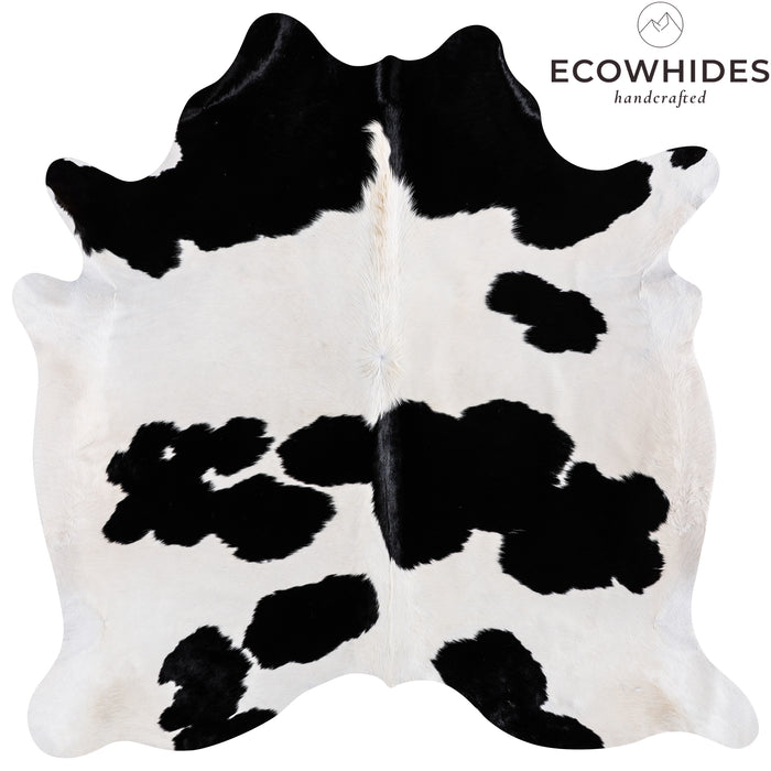 Brazilian Black and White Cowhide Rug Size 6'8" L x 6'2" W 3673