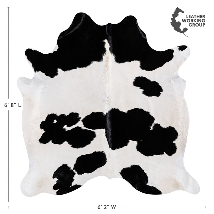 Brazilian Black and White Cowhide Rug Size 6'8" L x 6'2" W 3673