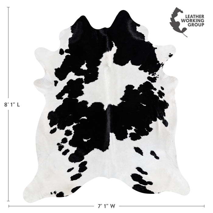 Brazilian Black and White Cowhide Rug Size 8'1" L x 7'1" W 3674