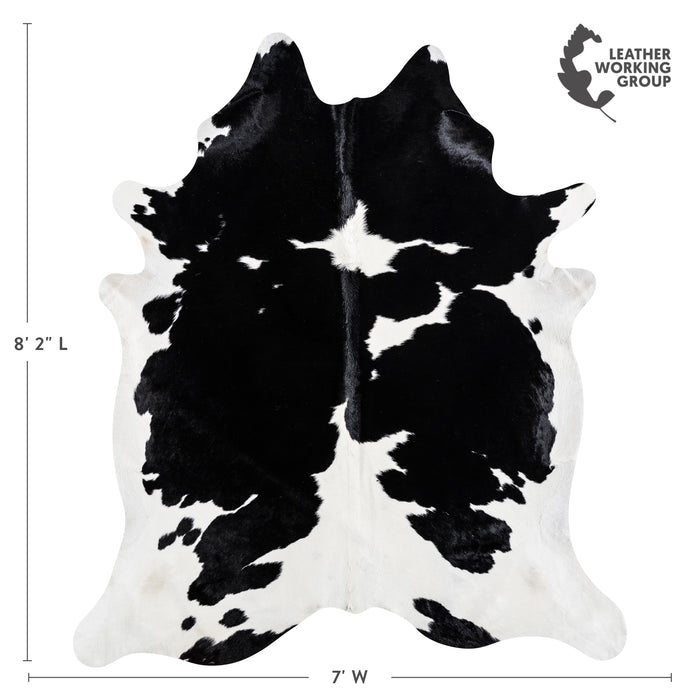 Brazilian Black and White Cowhide Rug Size 8'2" L x 7'0" W 3676