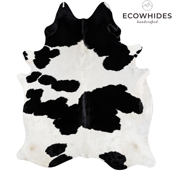 Brazilian Black and White Cowhide Rug Size 7'9" L x 6'5" W 3679