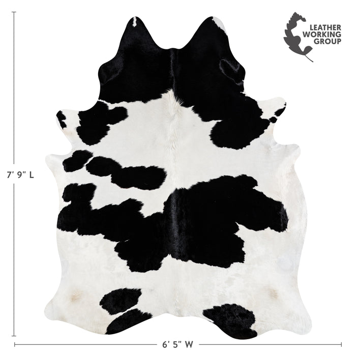 Brazilian Black and White Cowhide Rug Size 7'9" L x 6'5" W 3679
