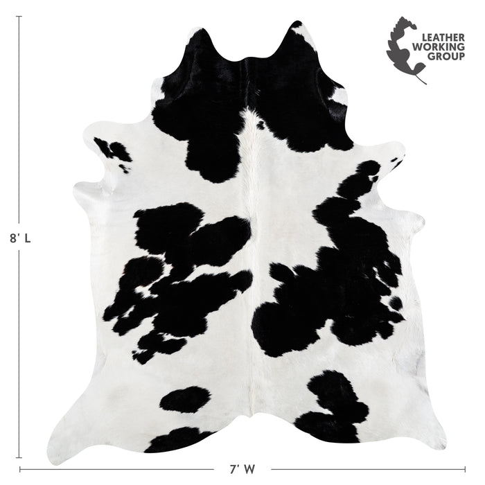 Brazilian Black and White Cowhide Rug Size 8'0" L x 7'0" W 3680