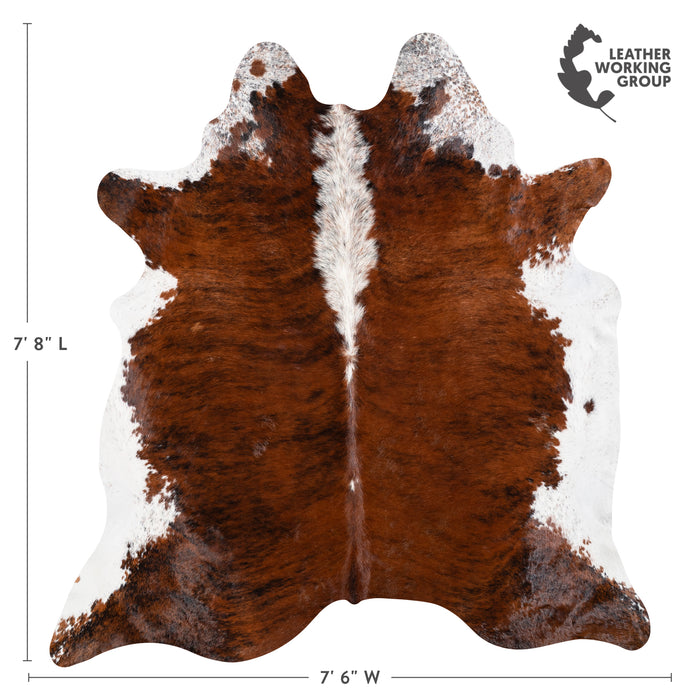 Brazilian Brindle White Belly and Backbone Cowhide Rug Size 7'8" L x 7'6" W 3683