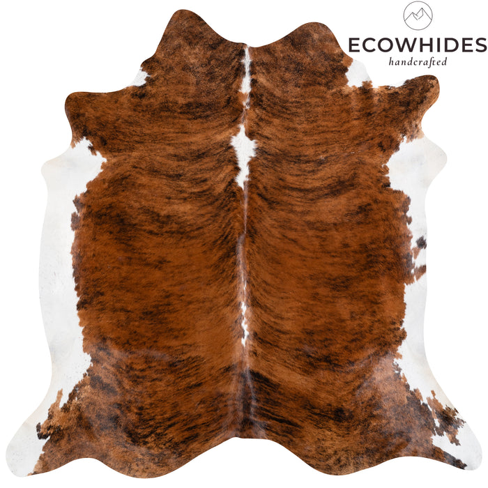Brazilian Brindle White Belly and Backbone Cowhide Rug Size 7'1" L x 7'4" W 3686