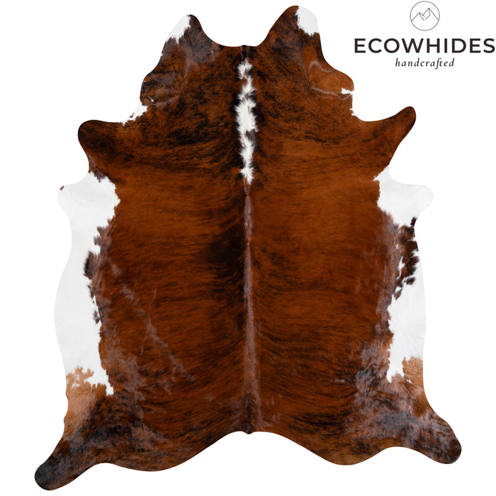 Brazilian Brindle White Belly and Backbone Cowhide Rug Size 7'9" L x 7'3" W 3687