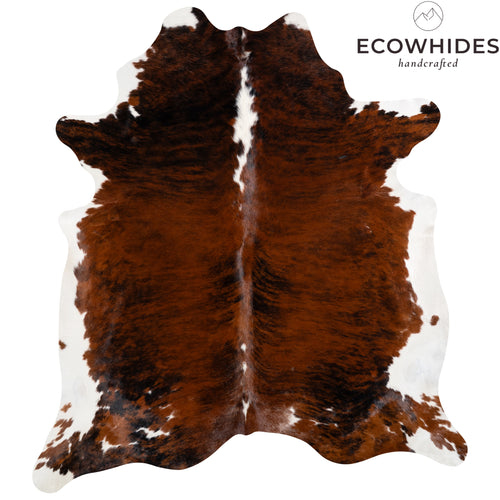 Brazilian Brindle White Belly and Backbone Cowhide Rug Size 7'9" L x 7'2" W 3690