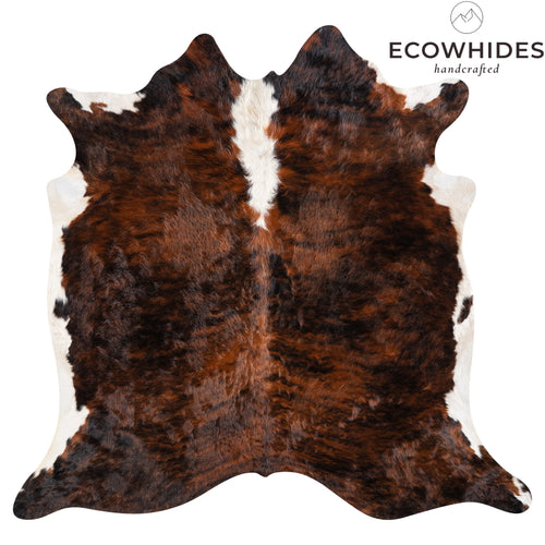 Brazilian Brindle White Belly and Backbone Cowhide Rug Size 7'1" L x 7'5" W 3692