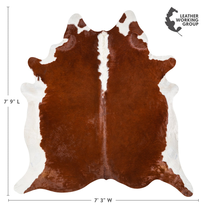 Brazilian Hereford Cowhide Rug Size 7'9" L x 7'3" W 3695