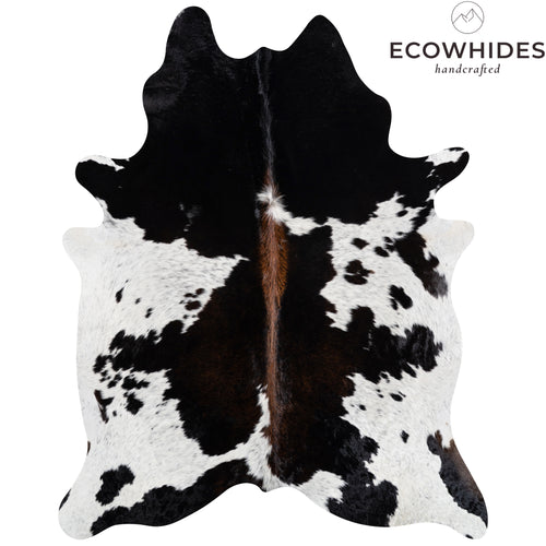 Brazilian Chocolate and White Cowhide Rug Size 8'2" L x 6'5" W 3729