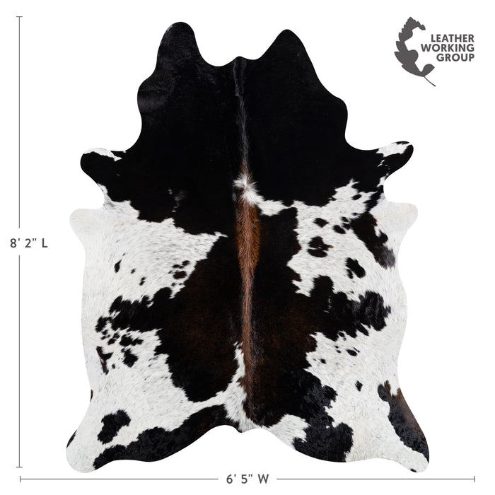 Brazilian Chocolate and White Cowhide Rug Size 8'2" L x 6'5" W 3729