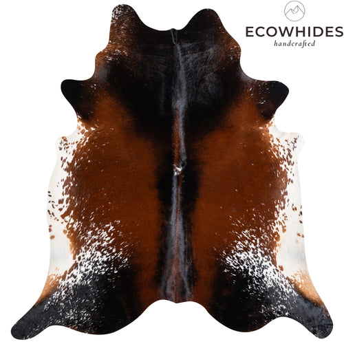 Brazilian Chocolate and White Cowhide Rug Size 6'9" L x 6'7" W 3738