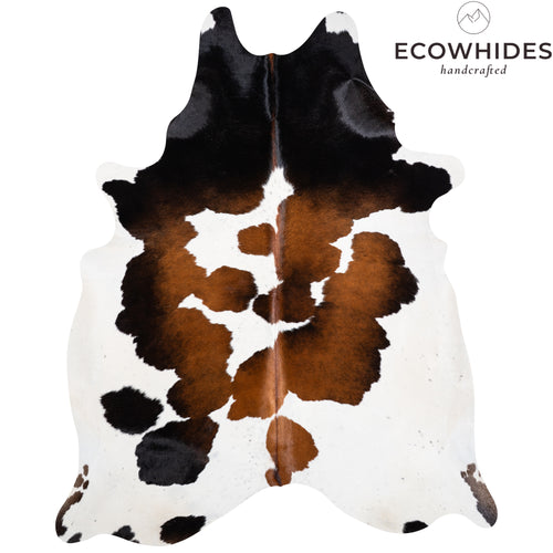 Brazilian Chocolate and White Cowhide Rug Size 7'3" L x 6'1" W 3749