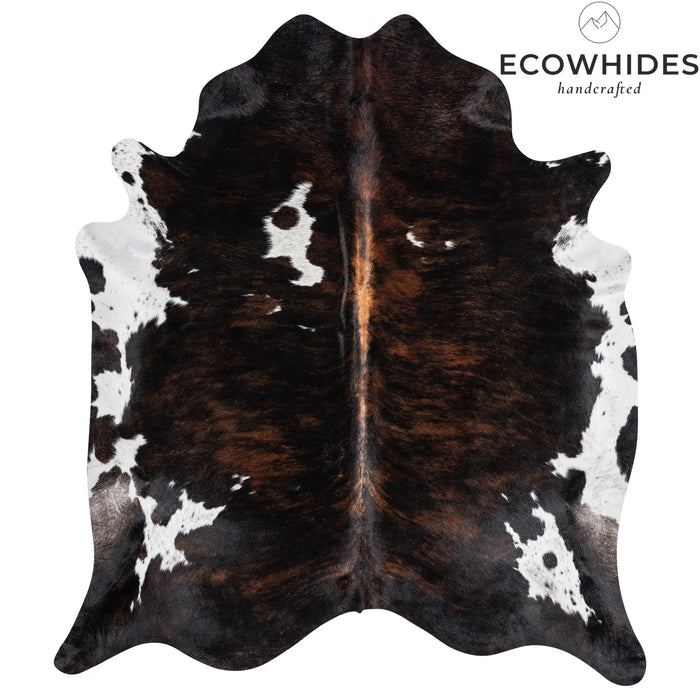 Dark Tricolor Cowhide Rug , Natural Suede Leather | eCowhides
