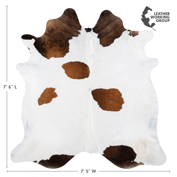 Brazilian Chocolate and White Cowhide Rug Size 7'6" L x 7'5" W 3762