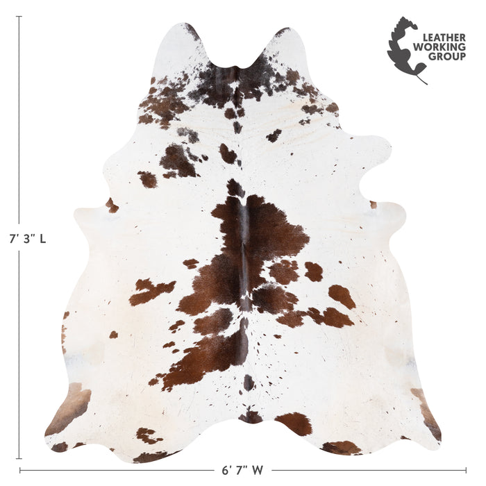 Brazilian Chocolate and White Cowhide Rug Size 7'3" L x 6'7" W 3789