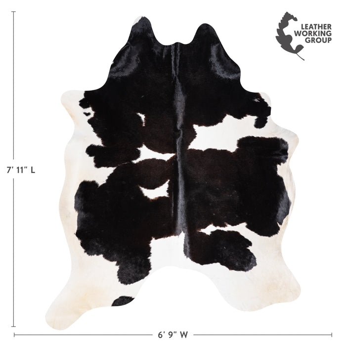 Brazilian Black and White Cowhide Rug Size 7'11" L x 6'9" W 3807