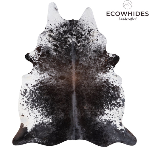 Brazilian Black Salt and Pepper Cowhide Rug Size 8'0" L x 7'0" W 3810