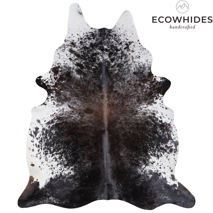 Brazilian Black Salt and Pepper Cowhide Rug Size 8'0" L x 7'0" W 3810