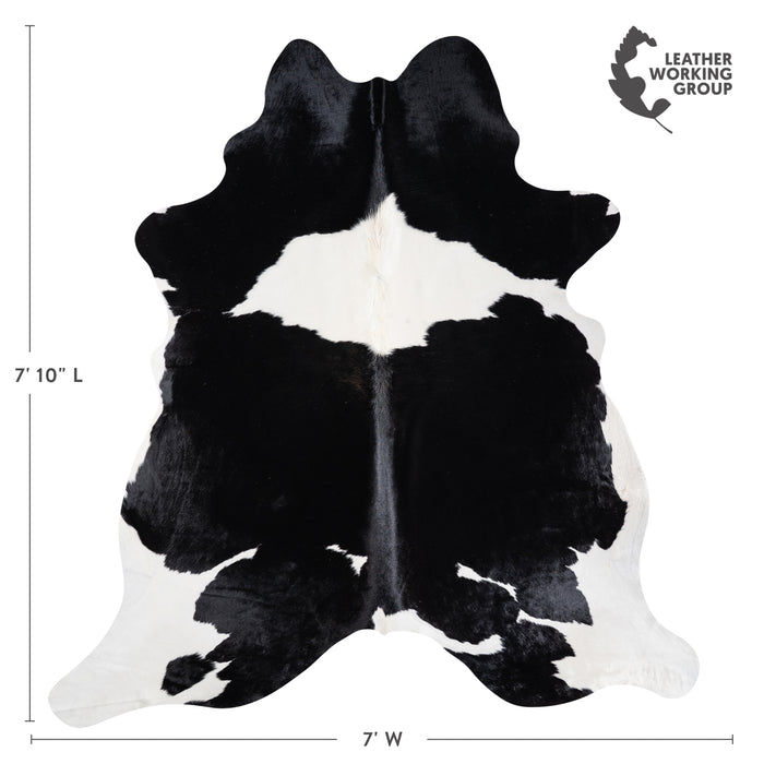 Brazilian Black and White Cowhide Rug Size 7'1" L x 7'0" W 3811