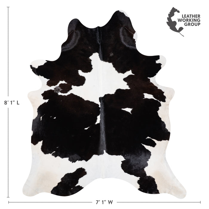 Brazilian Black and White Cowhide Rug Size 8'1" L x 7'1" W 3812