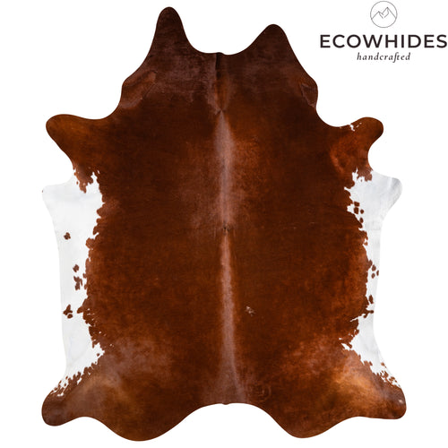 Brazilian Brown and White Cowhide Rug Size 8'5" L x 7'1" W 3818