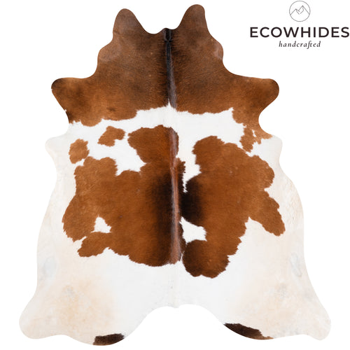 Brazilian Brown and White Cowhide Rug Size 7'4" L x 6'8" W 3820