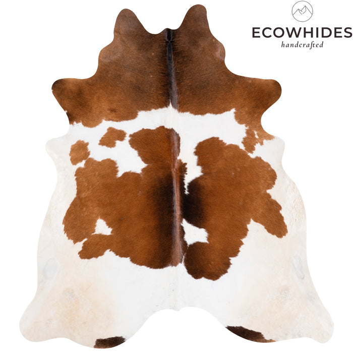 Brazilian Brown and White Cowhide Rug Size 7'4" L x 6'8" W 3820