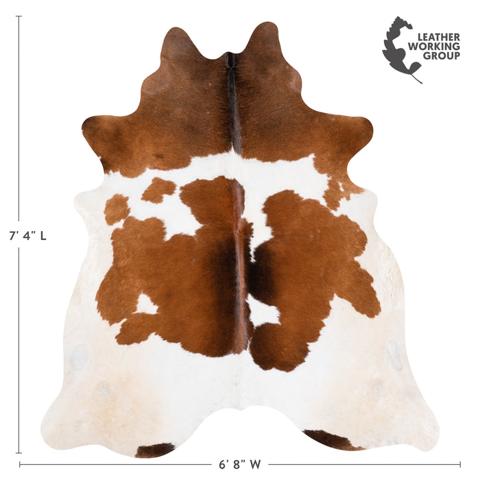 Brazilian Brown and White Cowhide Rug Size 7'4" L x 6'8" W 3820