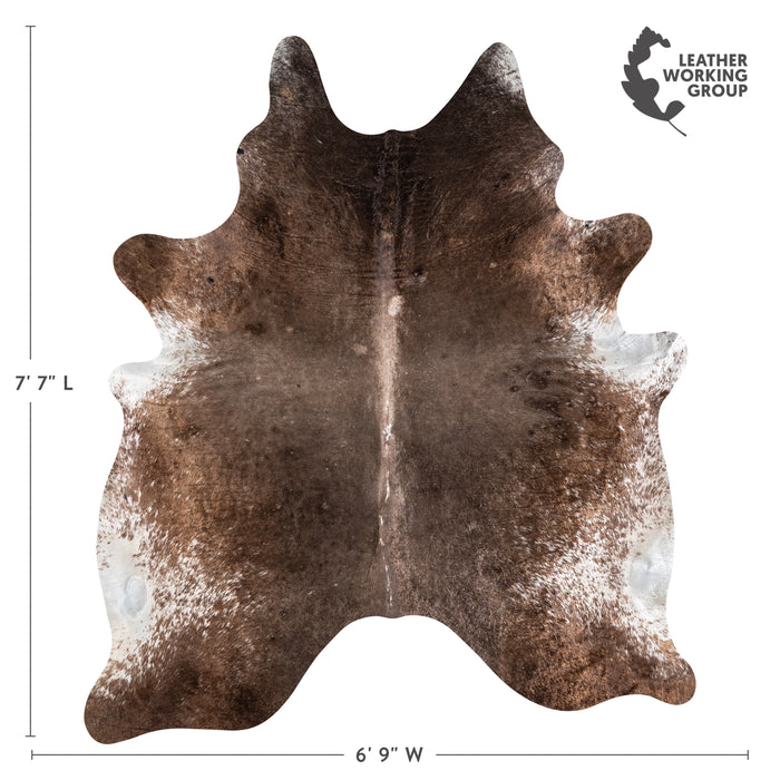Brazilian Brown Salt and Pepper Cowhide Rug Size 7'7" L x 6'9" W 3827