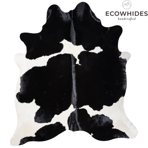 Brazilian Black and White Cowhide Rug Size 7'2" L x 6'8" W 3836