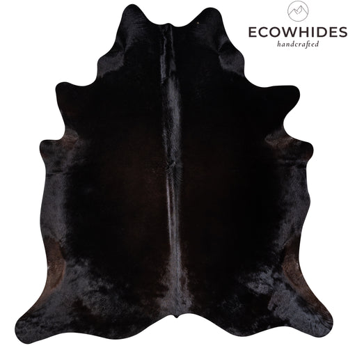 Brazilian Solid Black Cowhide Rug Size 7'0" L x 6'8" W 3845
