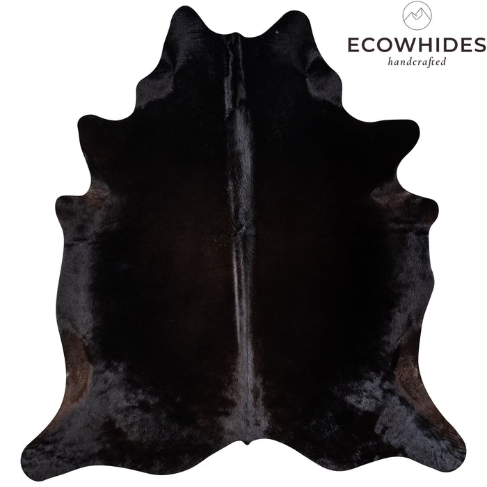 Brazilian Solid Black Cowhide Rug Size 7'0" L x 6'8" W 3845