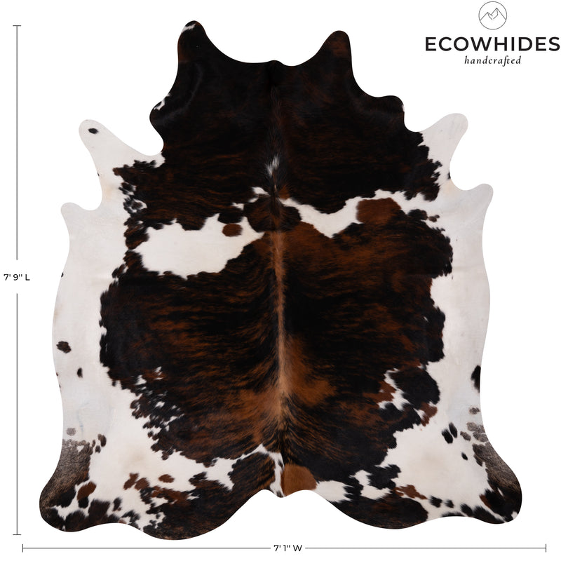 Tricolor Cowhide Rug Size 7'9" L X 7'1'' W 4934 , Stain Resistant Fur | eCowhides