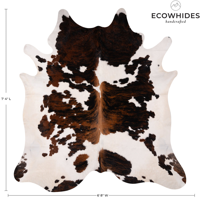 Tricolor Cowhide Rug Size 7'4" L X 6'8'' W 4937 , Stain Resistant Fur | eCowhides