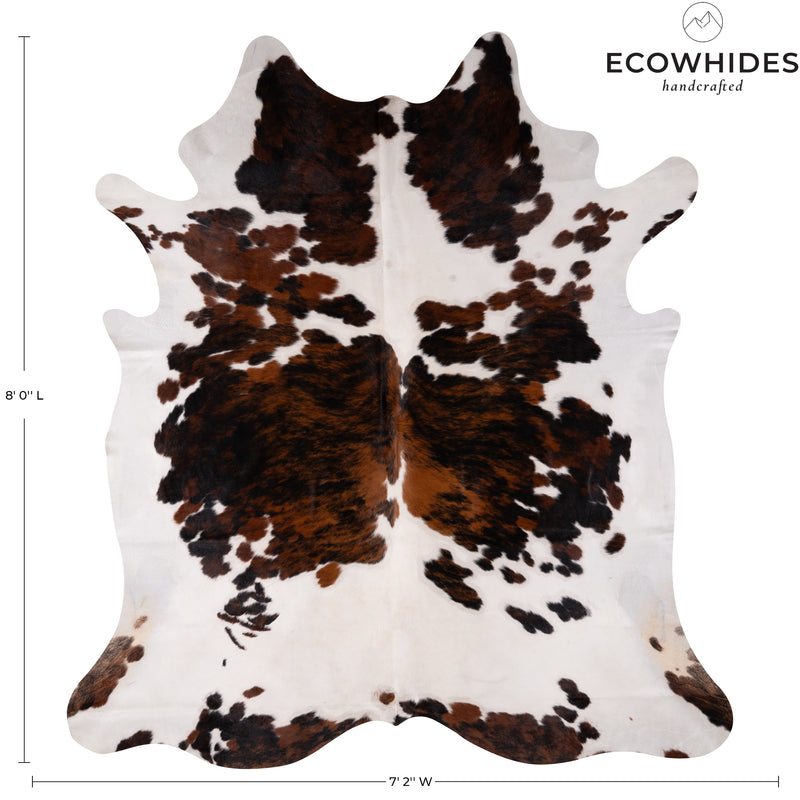Tricolor Cowhide Rug Size 8' L X 7'2'' W 4939 , Stain Resistant Fur | eCowhides