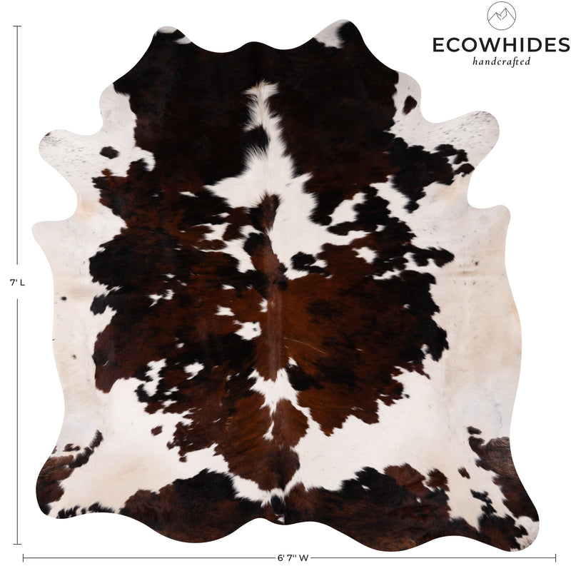 Tricolor Cowhide Rug Size 7' L X 6'7'' W 4948 , Stain Resistant Fur | eCowhides