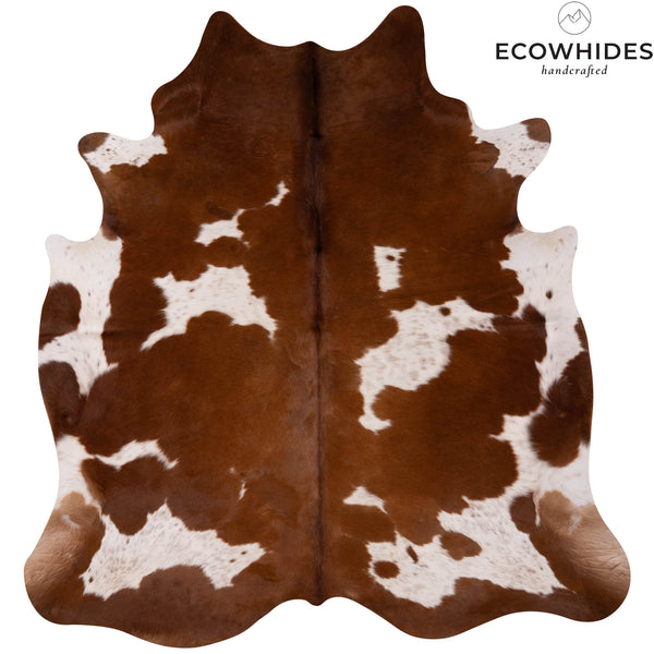 Brown and White Cowhide Rug Size 6'10'' L x 6'6'' W 4950