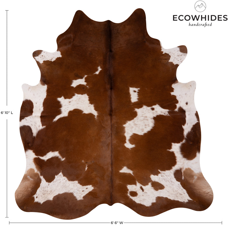 Brown And White Cowhide Rug Size 6'10'' L X 6'6'' W 4950 , Stain Resistant Fur | eCowhides