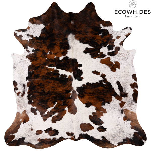 Tricolor Cowhide Rug Size 7'5'' L X 7'1'' W 4961 , Stain Resistant Fur | eCowhides
