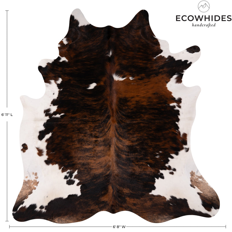 Tricolor Cowhide Rug Size 6'11'' L X 6'8'' W 4962 , Stain Resistant Fur | eCowhides