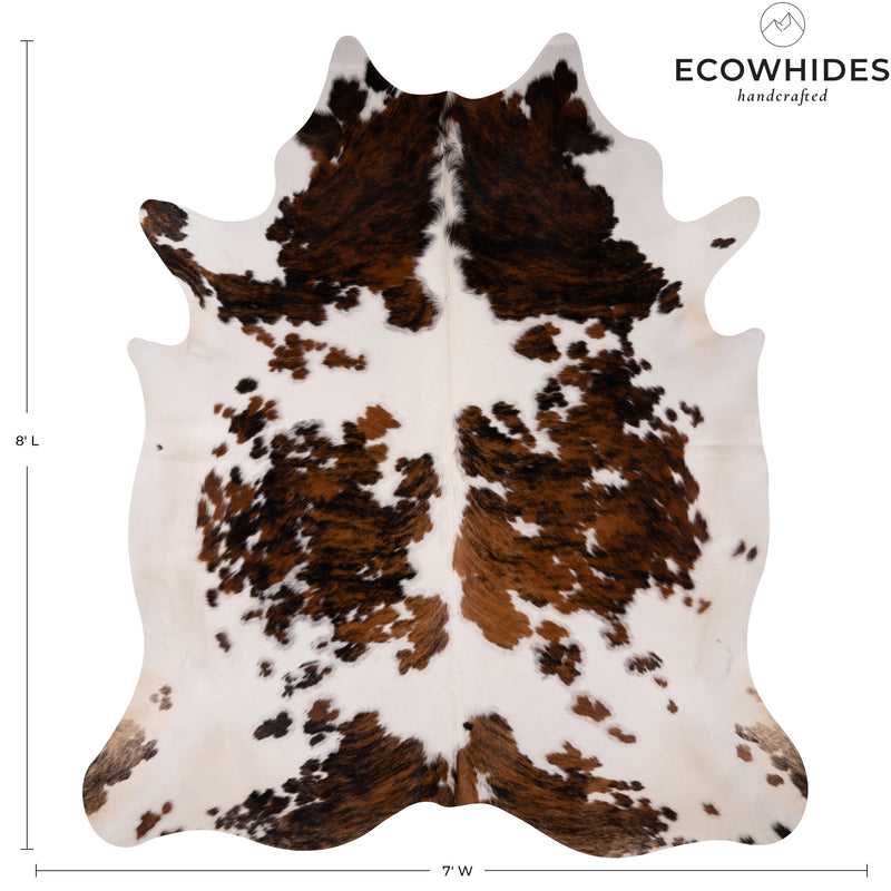 Tricolor Cowhide Rug Size 8' L X 7' W 4964 , Stain Resistant Fur | eCowhides
