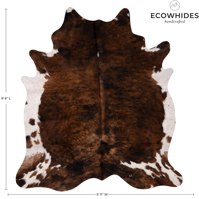 Brindle White Belly Cowhide Rug Size 6'6'' L X 5'11'' W 4970 , Stain Resistant Fur | eCowhides