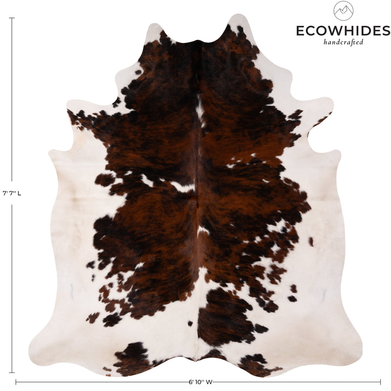 Tricolor Cowhide Rug Size 7'7'' L X 6'10'' W 4974 , Stain Resistant Fur | eCowhides