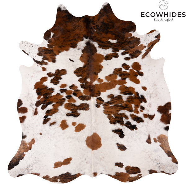 Tricolor Cowhide Rug Size 7'3'' L X 6'10'' W 4975 , Stain Resistant Fur | eCowhides