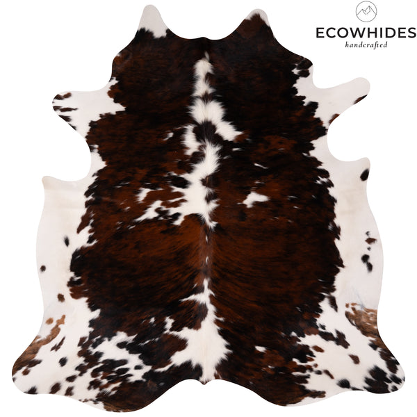 Tricolor Cowhide Rug Size 7'7'' L X 7'1'' W 4981 , Stain Resistant Fur | eCowhides