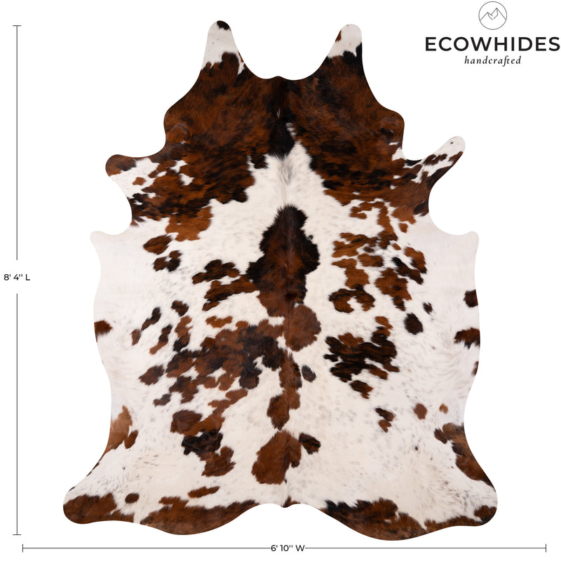 Tricolor Cowhide Rug Size 8'4'' L X 6'10'' W 4983 , Stain Resistant Fur | eCowhides