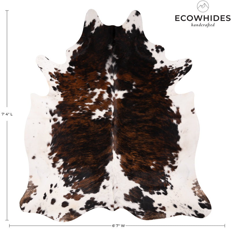 Tricolor Cowhide Rug Size 7'4'' L X 6'7'' W 4989 , Stain Resistant Fur | eCowhides